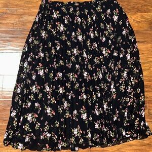 Vince Camuto Black Floral A-Line Skirt